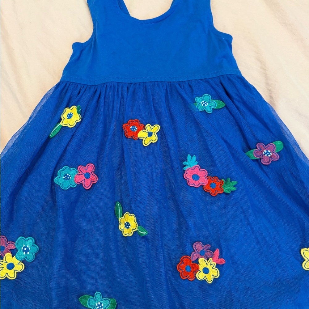 Hanna Andersson Vibrant Blue Dress with Floral Accents